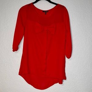 Love Haight Small Red 3/4 Length Blouse with Bow